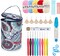 Complete Crochet Kit for Beginners & Adults,Starter Set with 9 Ergonomic Hooks(2.0-6.0mm), 5 Acrylic Yarns, Blue Tote Bag & Accessories